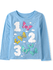 Baby And Toddler Girls Number Butterfly Graphic Tee