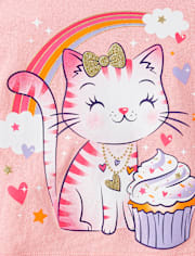 Baby And Toddler Girls Cat Cupcake Graphic Tee