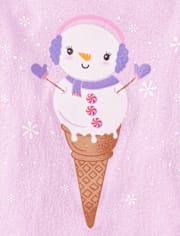 Baby And Toddler Girls Snowman Ice Cream Graphic Tee