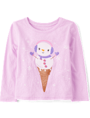 Baby And Toddler Girls Snowman Ice Cream Graphic Tee