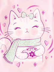 Bébé And tout-petit, fille Cat Hot Cocoa T-shirt imprimé