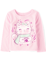 Bébé And tout-petit, fille Cat Hot Cocoa T-shirt imprimé