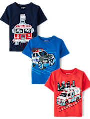 Baby And Toddler Boys Rescue Vehicle Graphic Tee 3-Pack