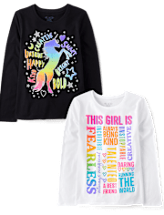 Girls Positivity Graphic Tee 2-Pack