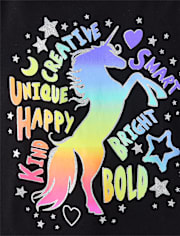 Girls Rainbow Unicorn Graphic Tee