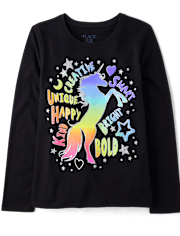 Girls Rainbow Unicorn Graphic Tee