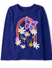 Girls Butterfly Rainbow Graphic Tee