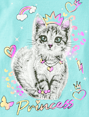 Girls Princess Cat Graphic Tee