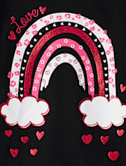 Girls Valentine's Day Heart Rainbow Graphic Tee