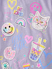 Girls Sticker Doodle Graphic Tee