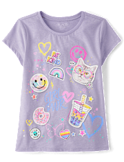 Girls Sticker Doodle Graphic Tee