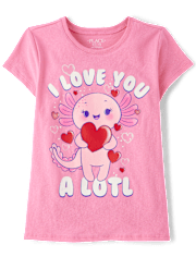 Girls Valentine's Day Axolotl Graphic Tee