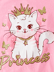 Baby And Toddler Girls Princess Cat Graphic Tee