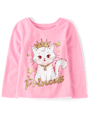 Baby And Toddler Girls Princess Cat Graphic Tee