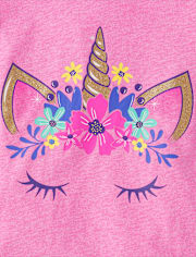 Baby And Toddler Girls Unicorn Face Graphic Tee