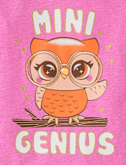 Baby And Toddler Girls Genius Owl Graphic Tee