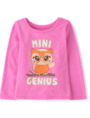 Baby And Toddler Girls Genius Owl Graphic Tee