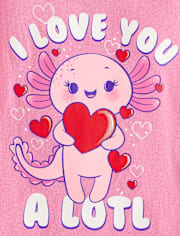 Baby And Toddler Girls Valentine's Day Axolotl Graphic Tee