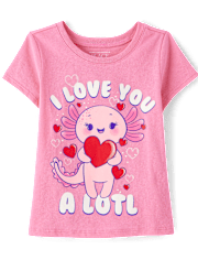 Baby And Toddler Girls Valentine's Day Axolotl Graphic Tee