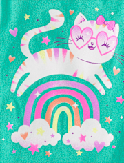 Baby And Toddler Girls Cat Rainbow Graphic Tee