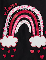Baby And Toddler Girls Valentine's Day Heart Rainbow Graphic Tee