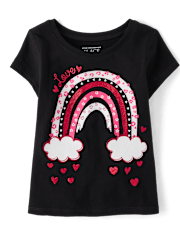 Baby And Toddler Girls Valentine's Day Heart Rainbow Graphic Tee