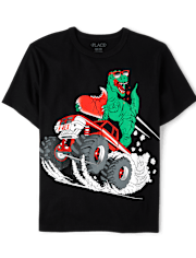 Boys Valentine's Day Short Sleeve Dino Heart Monster Truck Graphic Tee -  BLACK | The Children's Place