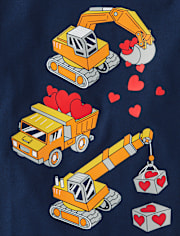 Baby And Toddler Boys Valentine's Day Construction Graphic Tee
