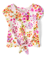 Toddler Girls Print Tie-Front Top