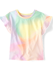 Toddler Girls Quick Dry Rainbow Marble Top
