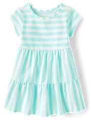Baby And Toddler Girls Striped Tiered Dress