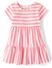 Baby And Toddler Girls Striped Tiered Dress