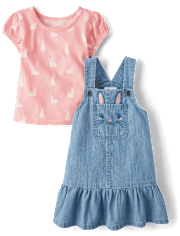 Toddler Girls Bunny Skirtall 2-Piece Outfit Set