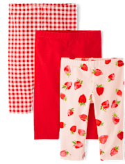 Toddler Girls Strawberry Capri Leggings 3-Pack