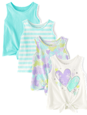 Toddler Girls Heart Tie Front Tank Top 4-Pack