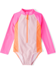 Baby And Toddler Girls Colorblock Rashguard One Piece Swimsuit
