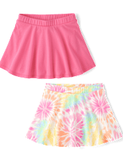 Toddler Girls Rainbow Tie Dye Skort 2-Pack
