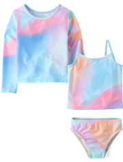 tout-petit, fille arc-en-ciel Maillot de bain 3 pièces marbre