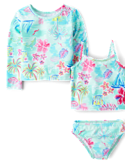 Toddler Girls Tropical 3-Piece Swimsuit