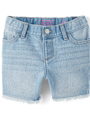 Short mi-long en jean pour bébé et petite fille