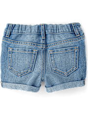 Toddler Girls Roll Cuff Denim Shortie Shorts 2-Pack