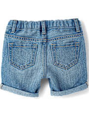 Toddler Girls Roll Cuff Denim Midi Shorts 2-Pack