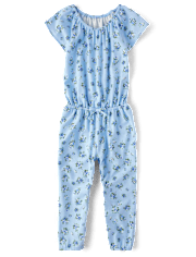 Baby And Toddler Girls Floral Flutter Jumpsuit