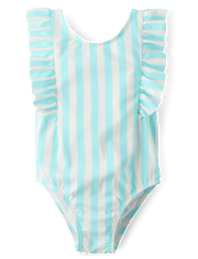 Baby And Toddler Girls Striped Flutter One Piece Swimsuit