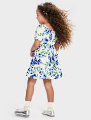 Toddler Girls Mommy And Me Floral Pleated Ruffle Dress
