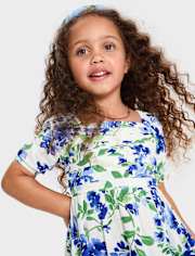 Toddler Girls Mommy And Me Floral Pleated Ruffle Dress