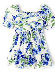 Toddler Girls Mommy And Me Floral Pleated Ruffle Dress