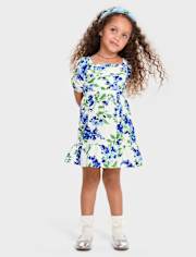 Toddler Girls Mommy And Me Floral Pleated Ruffle Dress