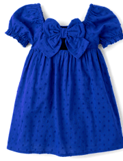 Robe ajustée et évasée avec nœud au dos pour petite fille, motif maman et moi