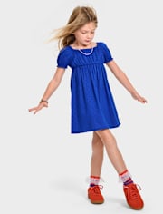 Robe ajustée et évasée avec nœud au dos pour petite fille, motif maman et moi
